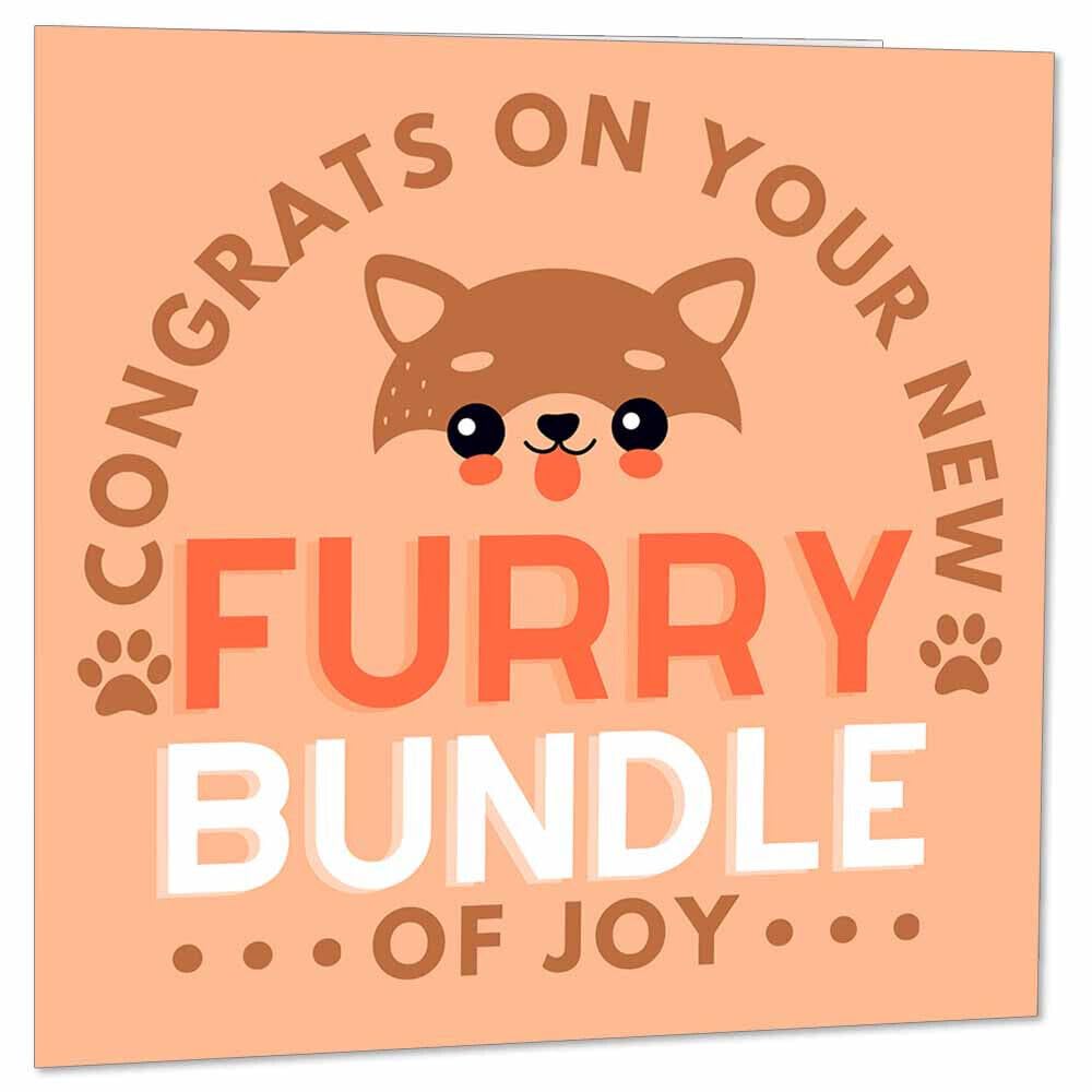 New Fur Baby Card - Congratulations New Pet Card - New Dog Card 145 x 145mm - Purple Fox Gifts