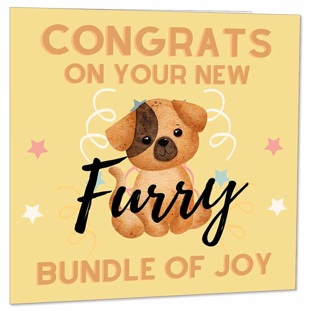 New Pet Card - Congratulations New Fur Baby Card Dog puppy Cat 145 x 145mm - Purple Fox Gifts