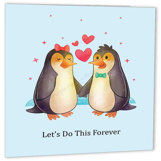 Penguin Anniversary Card - Lets Do This Forever - Cute Valentine's Day Cards - Purple Fox Gifts