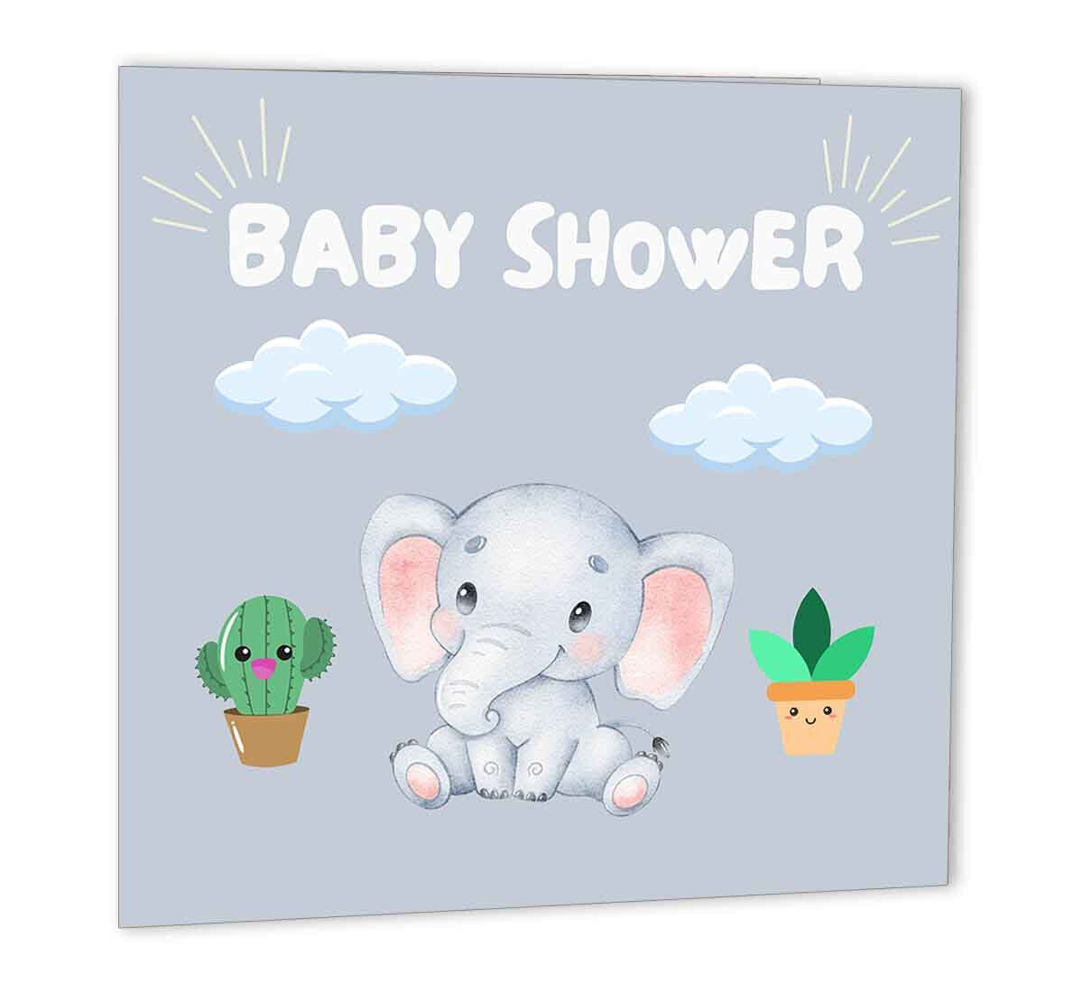 Baby Shower Cards 147 x 147mm - Happy Baby Shower Congratulations New Mom - Purple Fox Gifts