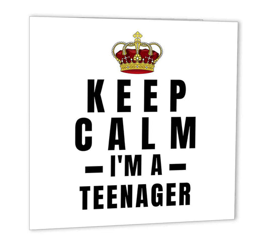 13th Birthday Card Funny - Keep Calm im a Teenager 147 x 147mm teenage birthday - Purple Fox Gifts