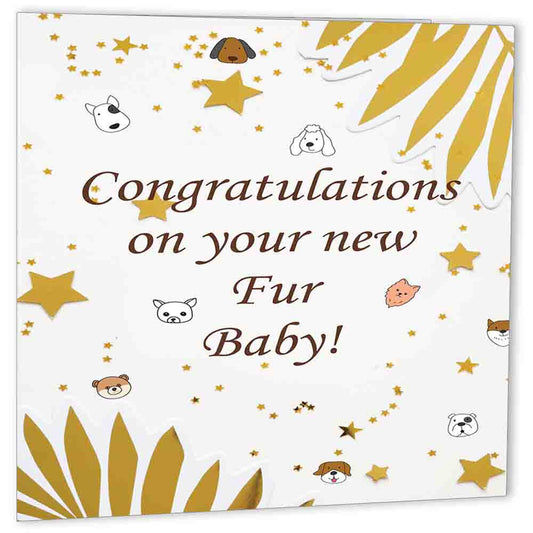 New Fur Baby Card - Congratulations on New Fur Baby Cards Puppy Dog gift - Purple Fox Gifts