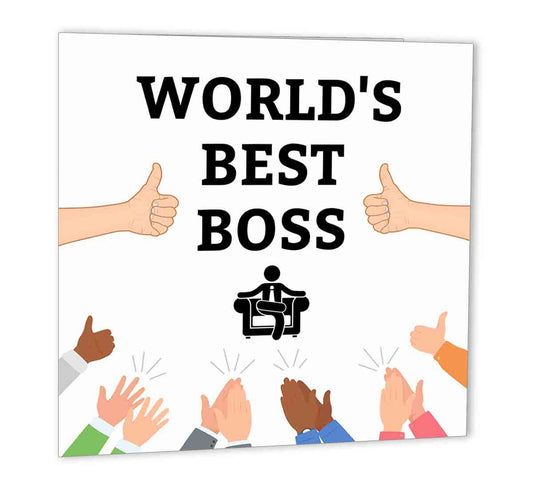 Worlds Best Boss - Birthday Card for Boss - Funny Bosses Bday - Purple Fox Gifts