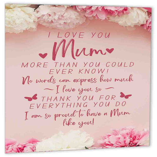 Birthday Card For Mum Birthday Card from Son Daughter mothers day 150mm x 150mm - Purple Fox Gifts