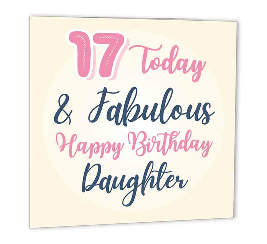 17th Birthday Card for Daughter Happy 17th Birthday Card 147 x 147mm - Purple Fox Gifts