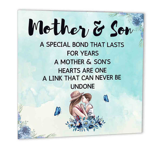 Mother & Son Special Bond Birthday Card from Son to Mum Mother Mom 147 x 147mm - Purple Fox Gifts