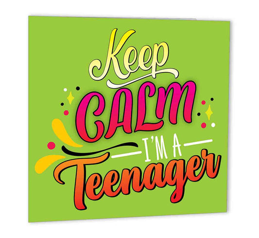 13th Birthday Card Funny - Keep Calm im a Teenager 147 x 147mm teenage bday - Purple Fox Gifts