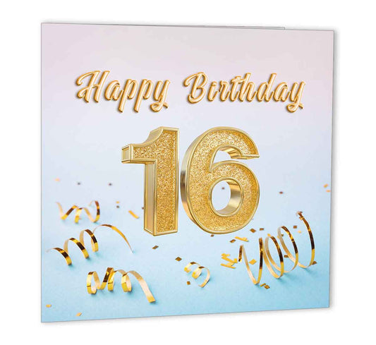 16th Birthday Card for son daughter Happy 16th Birthday Card 147 x 147mm - Purple Fox Gifts