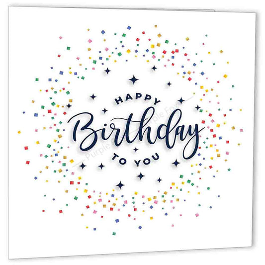 Happy Birthday Card 147mm x 147mm Happy Birthday To You - Purple Fox Gifts