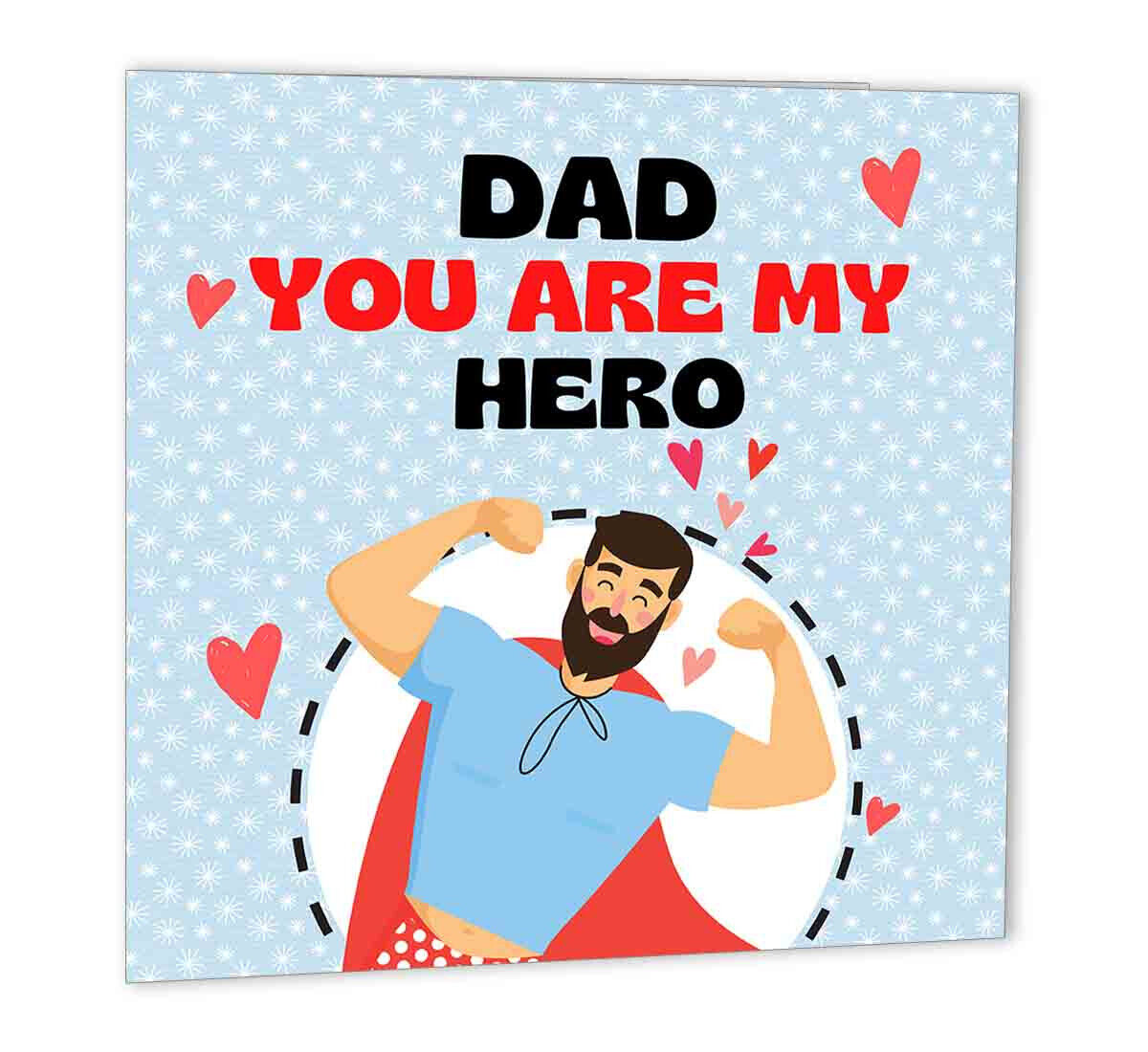 Dad Hero Birthday Card for Dad Fathers day Daddy papa 147 x 147mm - Purple Fox Gifts
