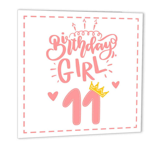 11th Birthday Girl Card eleven Years Old Birthday Happy 11th bday - Purple Fox Gifts