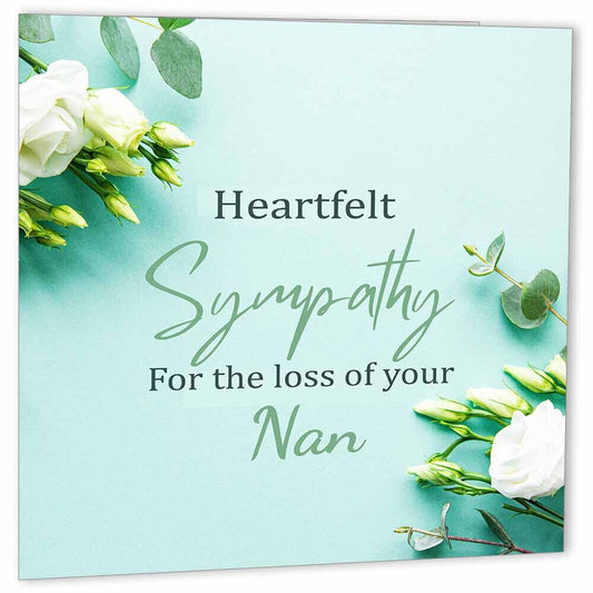 Nan Bereavement Card - Sorry for your loss Nan, sympathy card, condolences card - Purple Fox Gifts