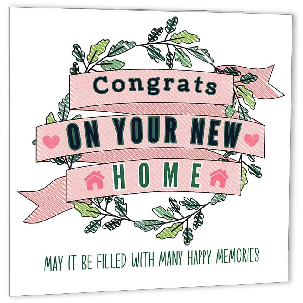 Happy New Home Card - Happy Memories - Housewarming Cards New Home Card House - Purple Fox Gifts