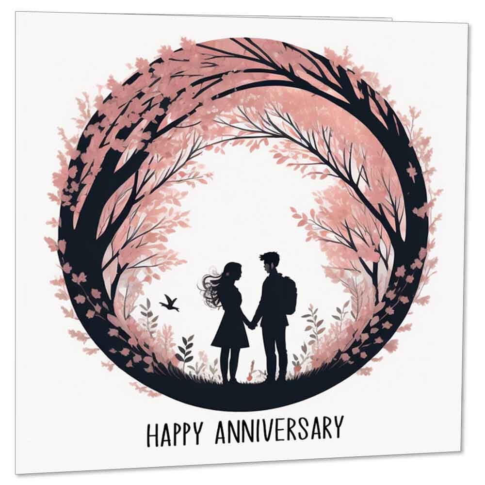 Anniversary Cards - For Girlfriend Boyfriend Couples Husband Wife 145 x 145mm - Purple Fox Gifts