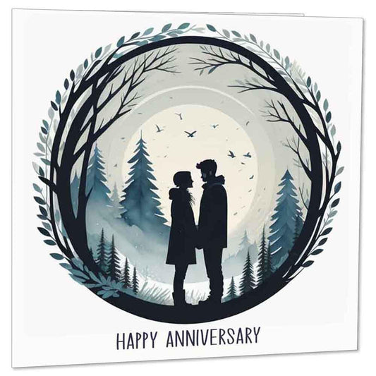 Happy Anniversary Card - For Him Her Couples Husband Wife 145 x 145mm - Purple Fox Gifts