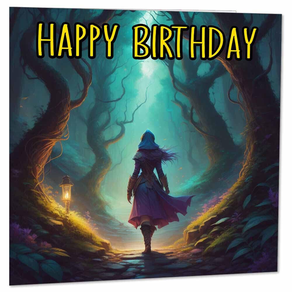 Witch Happy Birthday Card - Witchcraft Woodland Fantasy Witches 145 x 145mm - Purple Fox Gifts