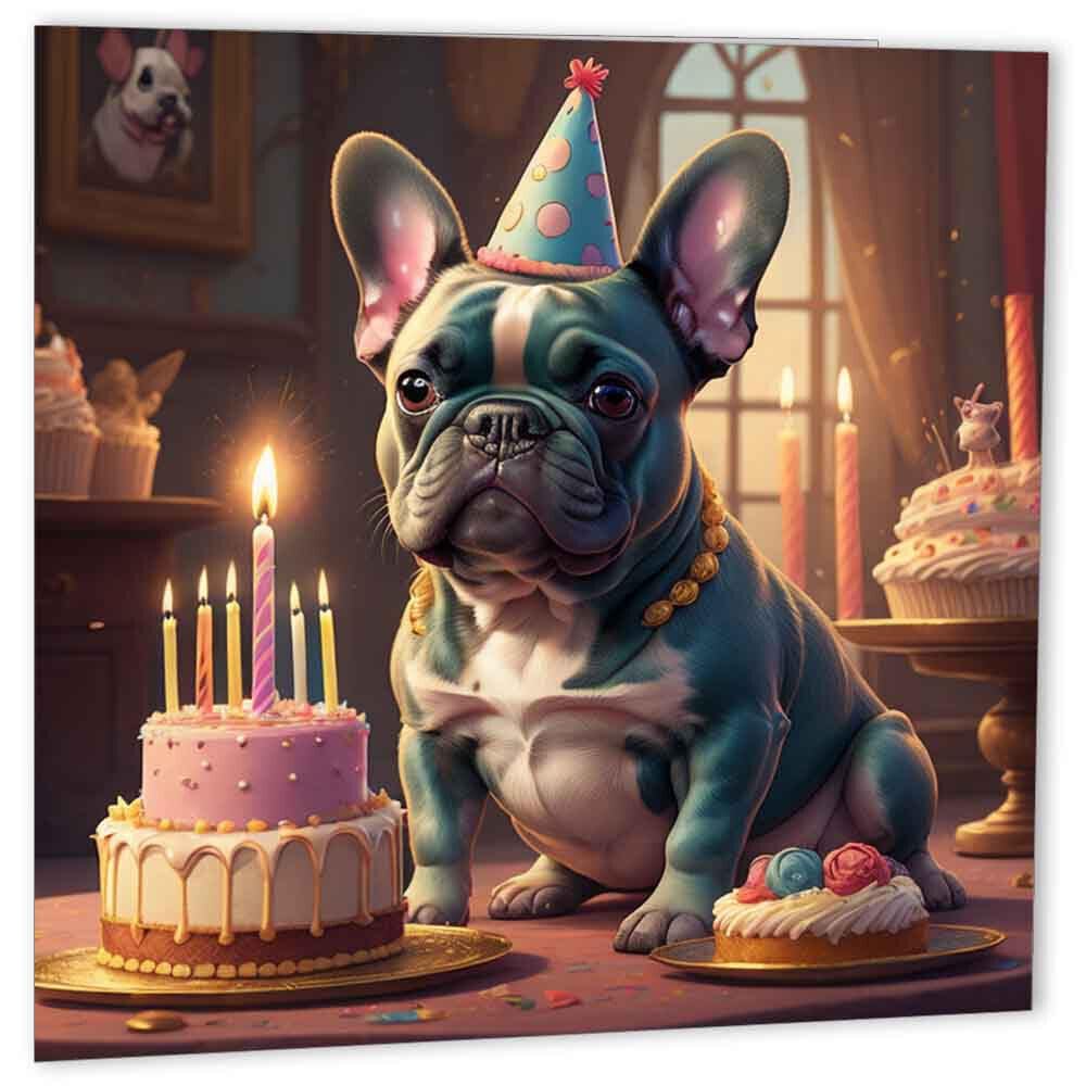 French Bulldog Birthday Card 147 x 147mm - Purple Fox Gifts