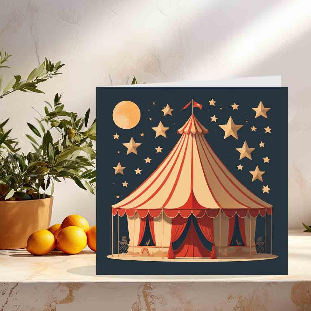 Circus Tent Greeting Card 145 x 145mm - Purple Fox Gifts