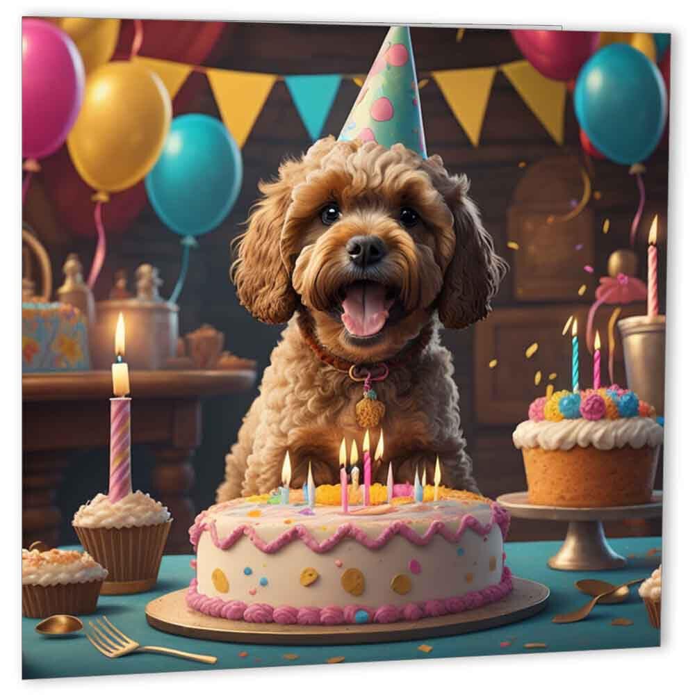 Cockapoo Birthday Card Cute Dog 147 x 147mm - Purple Fox Gifts