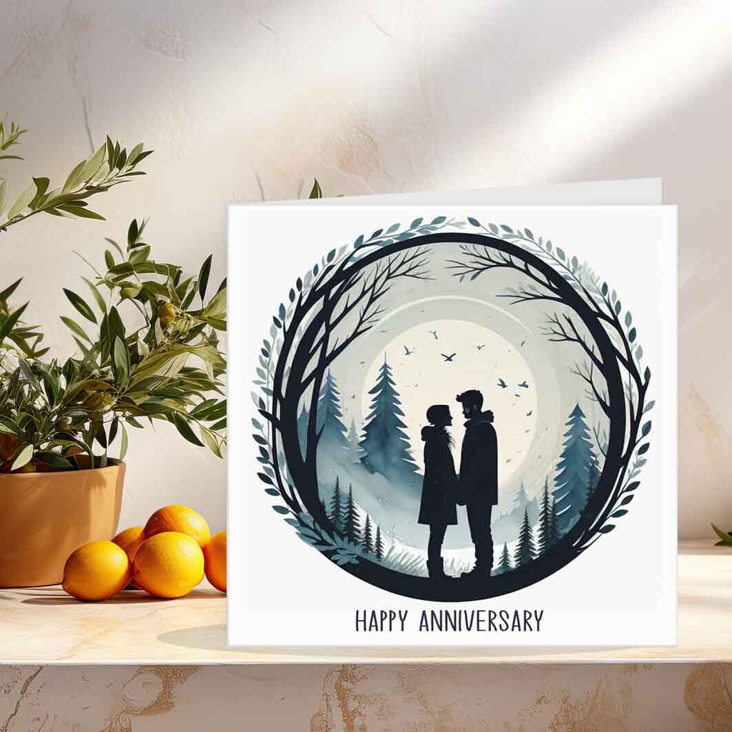 Happy Anniversary Card - For Him Her Couples Husband Wife 145 x 145mm - Purple Fox Gifts