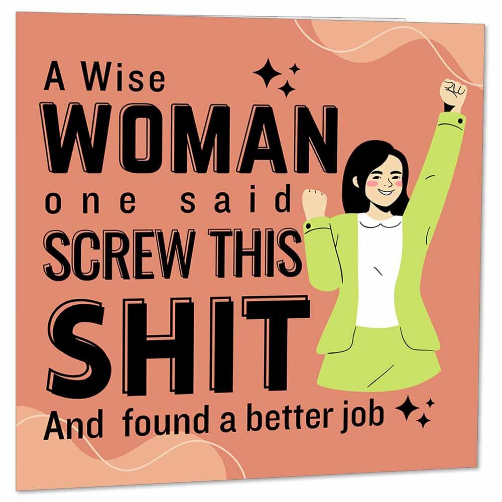 New Job Card, Funny Colleagues Sorry you're leaving cards Wise Woman 145 x 145mm - Purple Fox Gifts