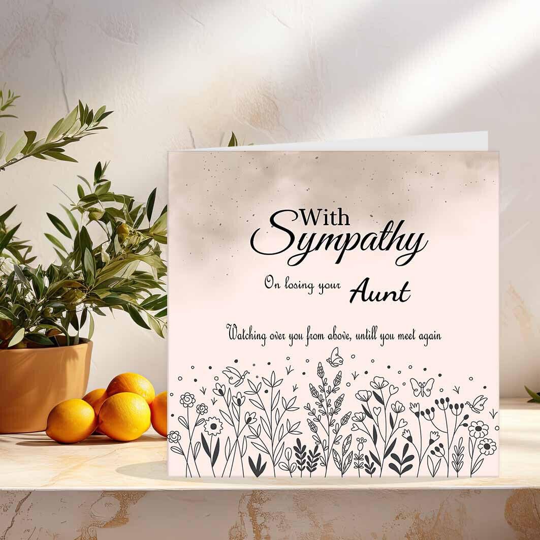 Sympathy Card - Aunt Condolences - Sorry for your Loss Card Bereavement Auntie - Purple Fox Gifts