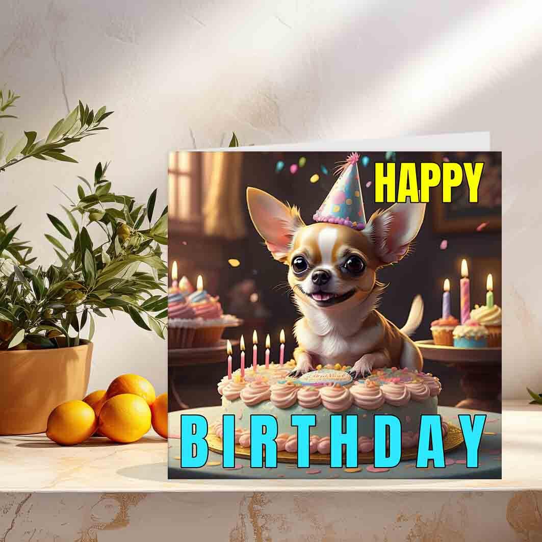 Chihuahua Birthday Card 145 x 145mm - Purple Fox Gifts