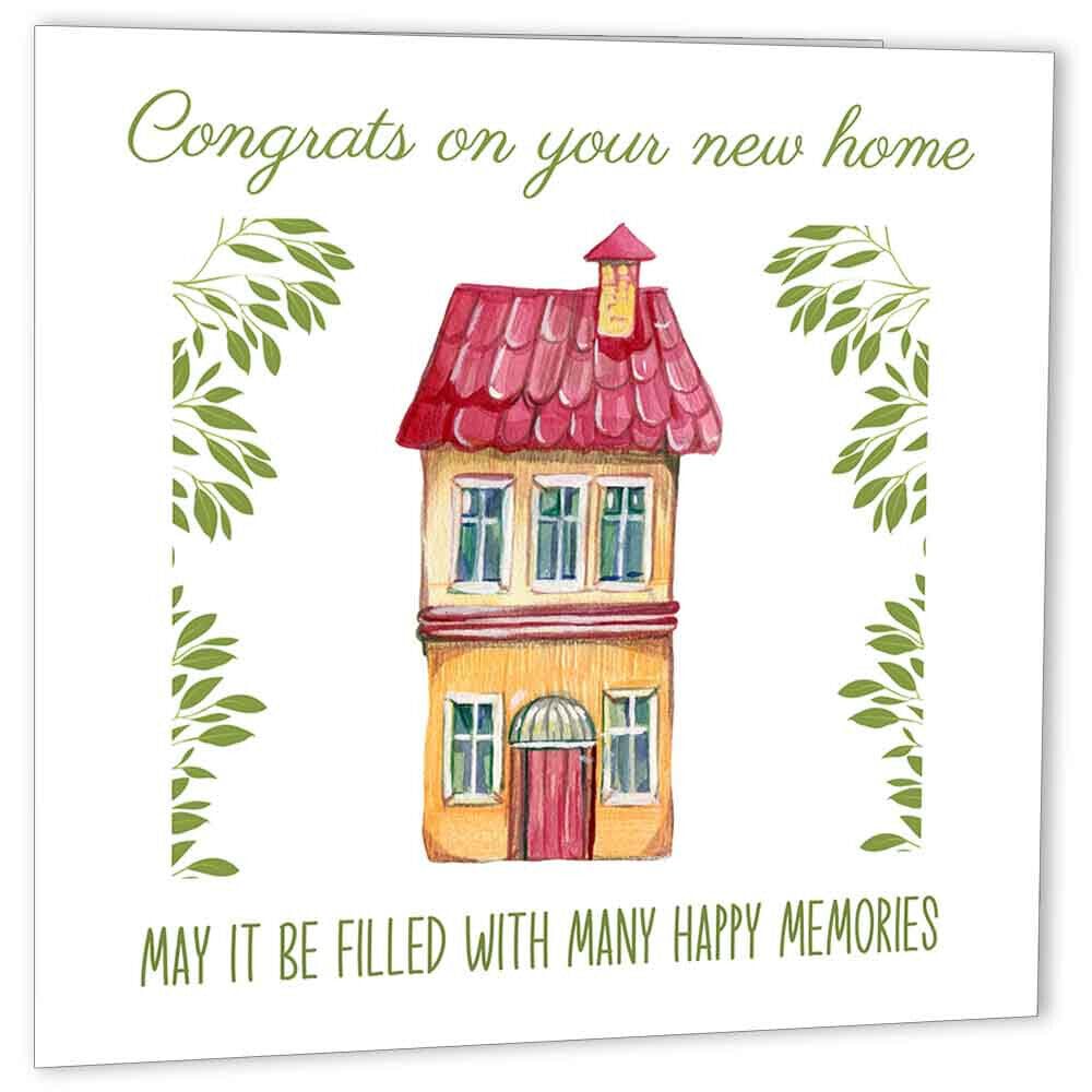Happy New Home Card - Happy Memories - Housewarming Card New Home Cards House - Purple Fox Gifts
