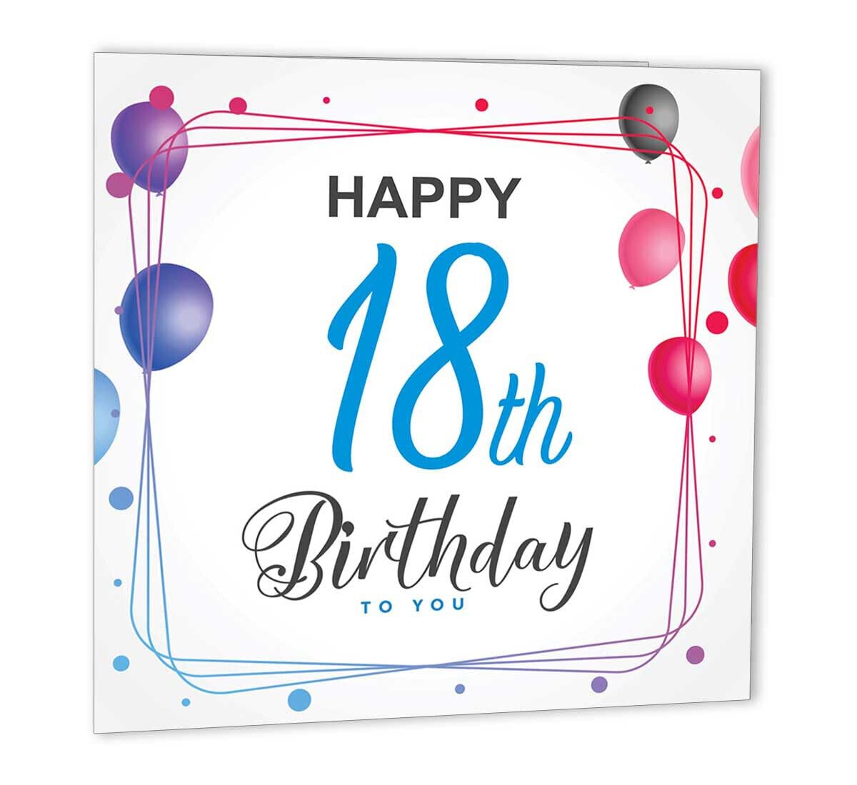 18th Birthday Card Happy 18th birthday 147 x 147mm - Purple Fox Gifts