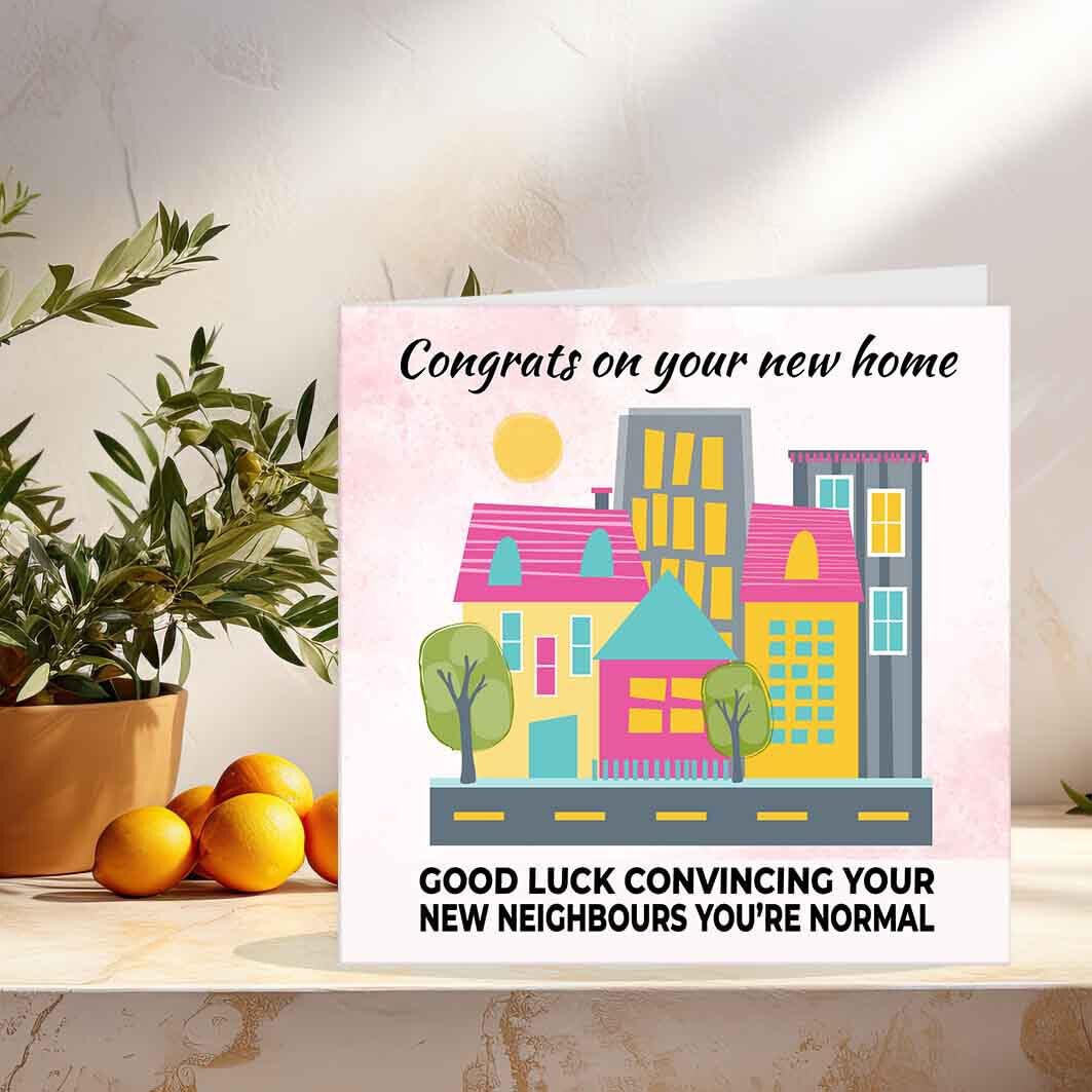 Happy New Home Card Funny - Normal - Congratulations Funny Housewarming Card - Purple Fox Gifts