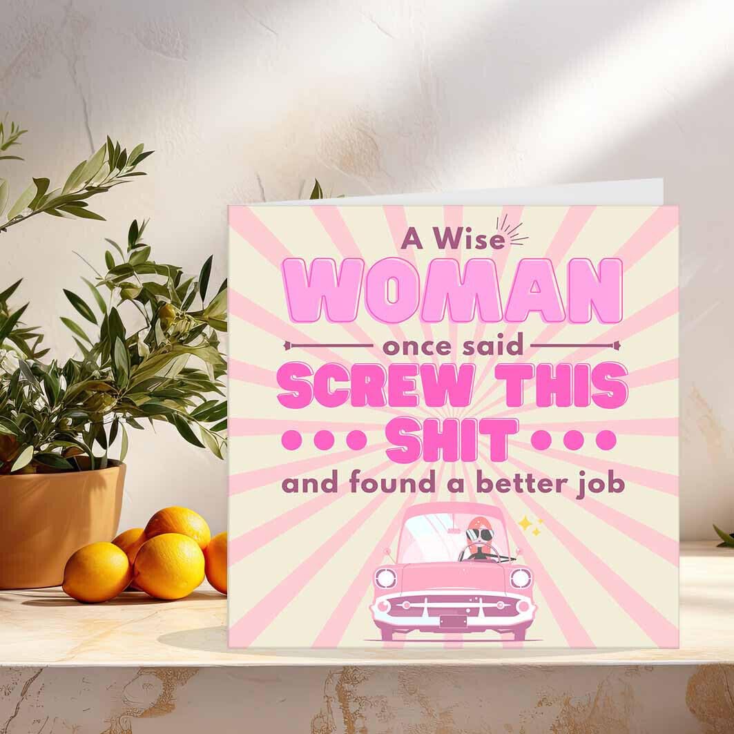New Job Cards, Funny Sorry you're leaving card, Ladies Colleagues 145 x 145mm - Purple Fox Gifts