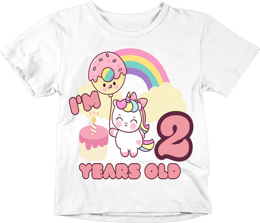 2nd Birthday Girl Unicorn Shirt Kids 2nd Birthday Outfit T-Shirt - Purple Fox Gifts
