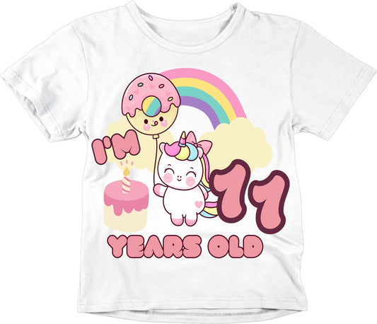 11th Birthday Girl Unicorn Shirt Kids 11th Birthday Outfit T-Shirt eleven - Purple Fox Gifts
