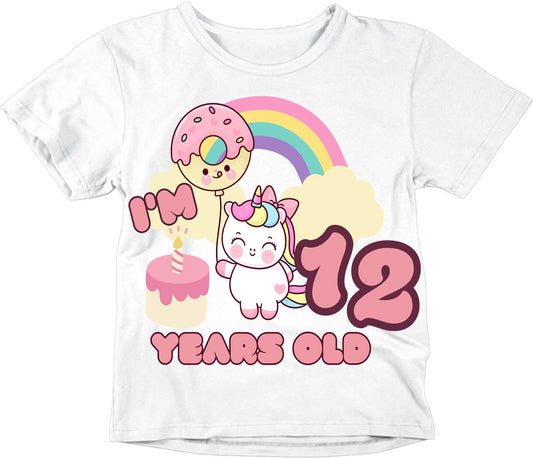 12th Birthday Girl Unicorn Shirt Kids 12th Birthday Outfit T-Shirt twelve - Purple Fox Gifts