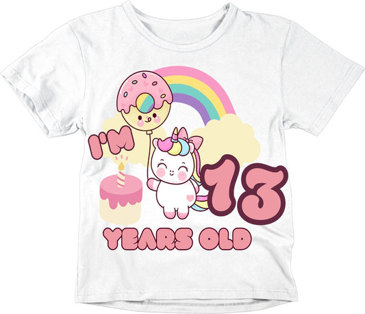 13th Birthday Girl Unicorn Shirt Kids 13th Birthday Outfit T-Shirt twelve - Purple Fox Gifts