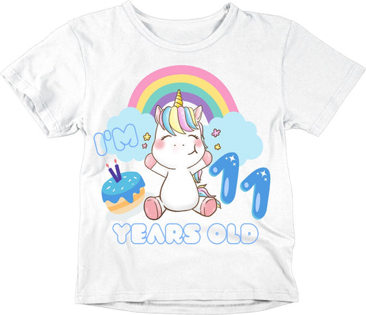 11th Birthday Unicorn T-Shirt Kids Unisex Unicorn 11th Birthday Outfit bday - Purple Fox Gifts