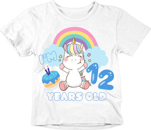 12th Birthday Unicorn T-Shirt Kids Unisex Unicorn 12th Birthday Outfit bday - Purple Fox Gifts