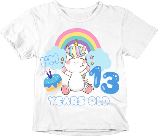 13th Birthday Unicorn T-Shirt Kids Unisex Unicorn 13th Birthday Outfit bday - Purple Fox Gifts