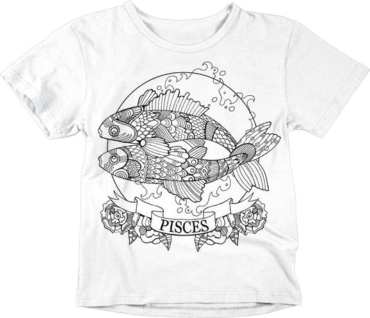 Kids Pisces T-Shirt Unisex Childrens Star Sign Horoscope shirt - Purple Fox Gifts