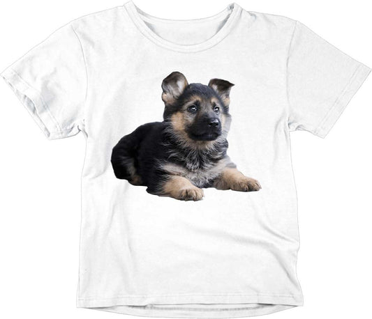 Kids German Shepherd Puppy T-Shirt Unisex Childrens - Purple Fox Gifts