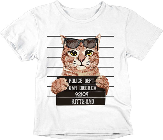 Kids Bad Kitty T-Shirt Unisex Childrens Funny Cat Shirt - Purple Fox Gifts