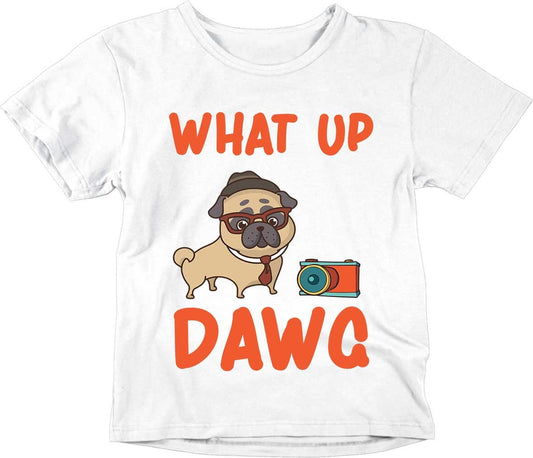 Kids What&#39;s up Dawg T-Shirt Unisex Childrens Funny Dog Shirt - Purple Fox Gifts