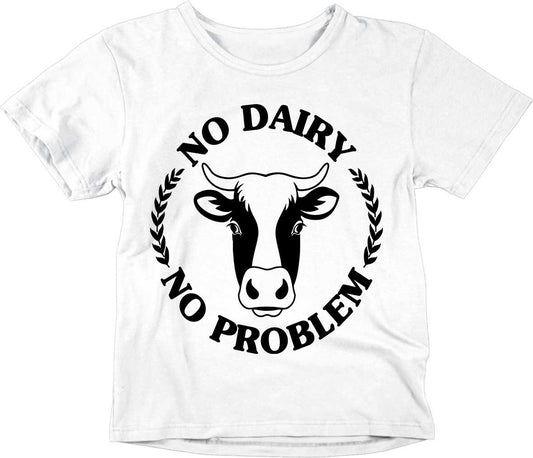 Kids No Dairy No Problem Vegan T-Shirt Unisex Childrens - Purple Fox Gifts