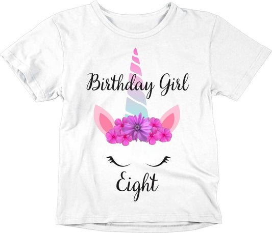 8th Birthday Girl T-Shirt Kids Kids Unicorn Girls 8th Birthday Outfit - Purple Fox Gifts