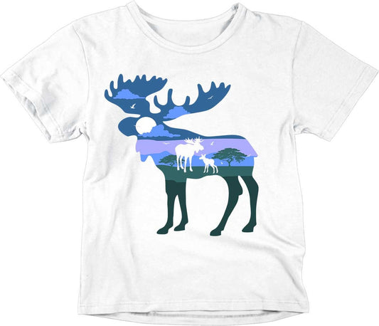 Kids Moose T-Shirt Unisex Childrens - Purple Fox Gifts