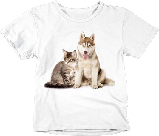 Kids Husky Cat T-Shirt Unisex Childrens Cute Shirt - Purple Fox Gifts