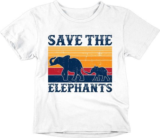 Kids Save the Elephants T-Shirt Unisex Childrens - Purple Fox Gifts