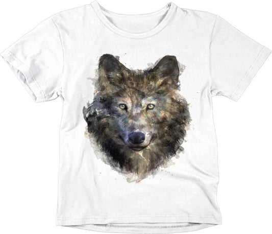 Kids Grey Wolf T-Shirt Unisex Childrens - Purple Fox Gifts