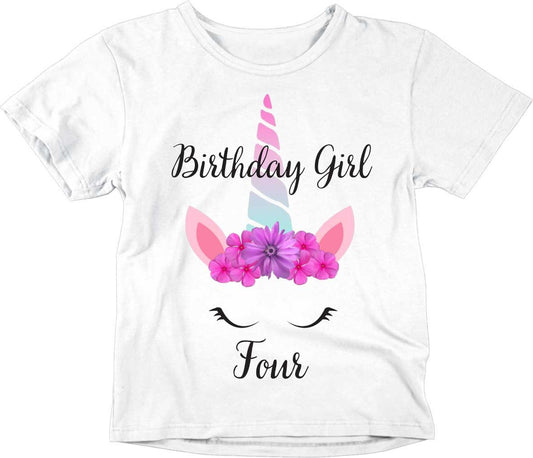 4th Birthday Girl T-Shirt Kids Unicorn Girls 4th Birthday Outfit - Purple Fox Gifts