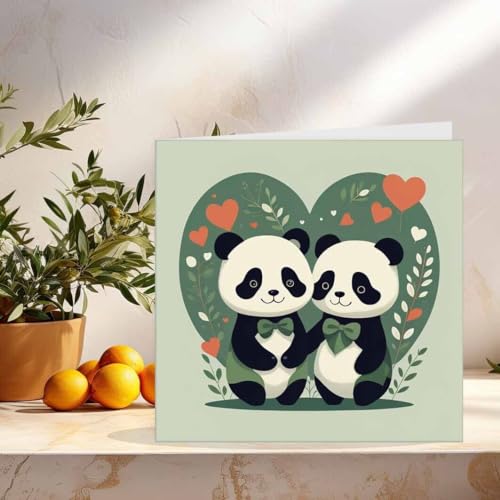 Cute Panda Card Valentines Anniversary Love Pandas 145 x 145mm